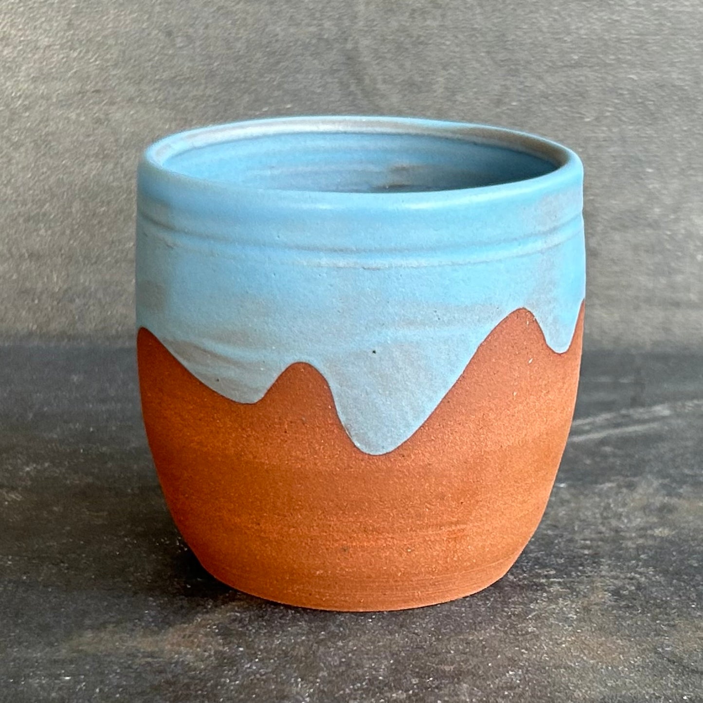 8oz Wave Cup - Light Blue Matte / Rust