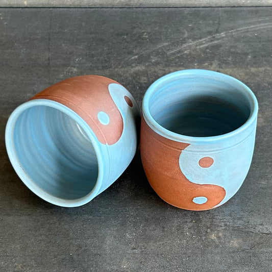 8oz Yin Yang Cup - Light Blue Matte / Rust