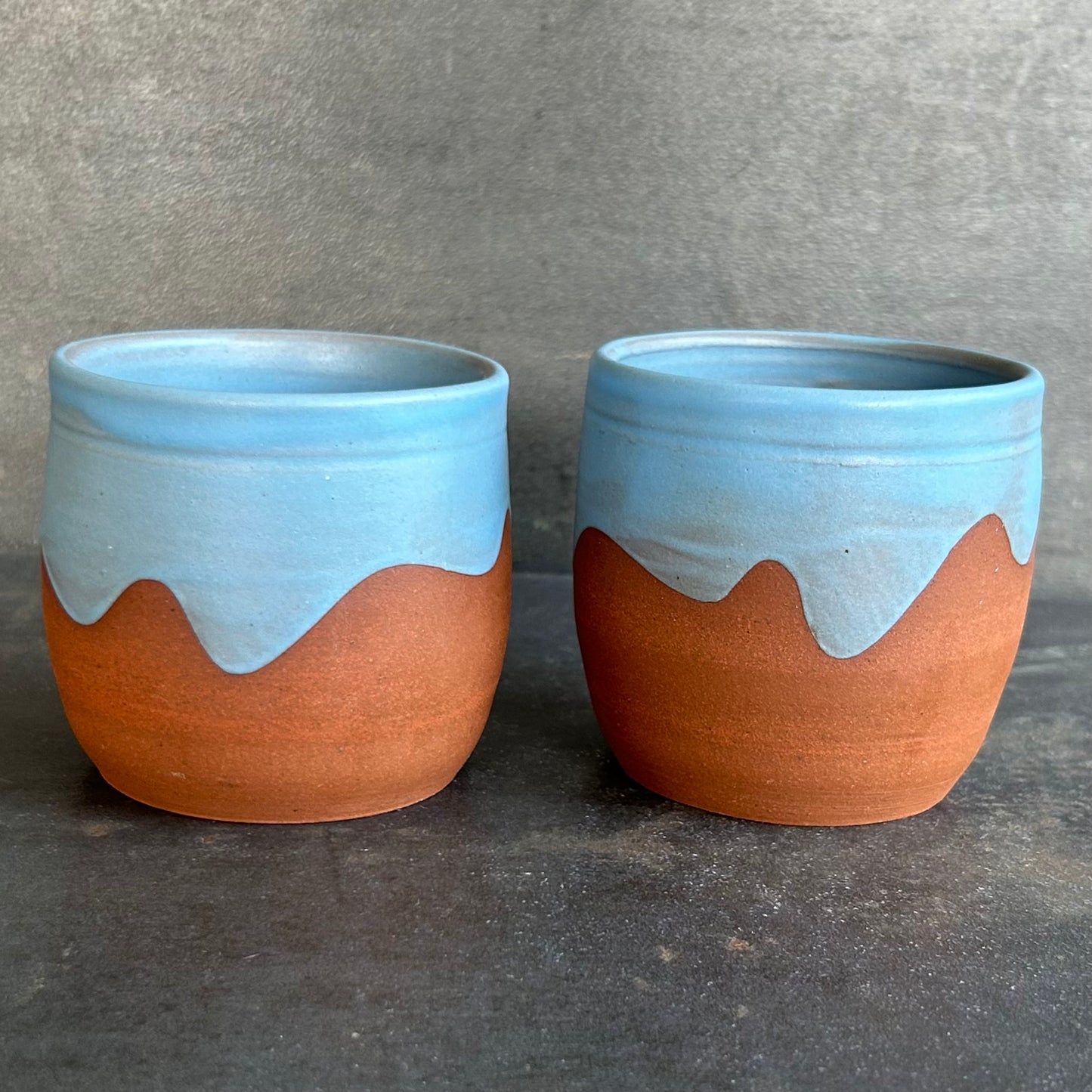8oz Wave Cup - Light Blue Matte / Rust