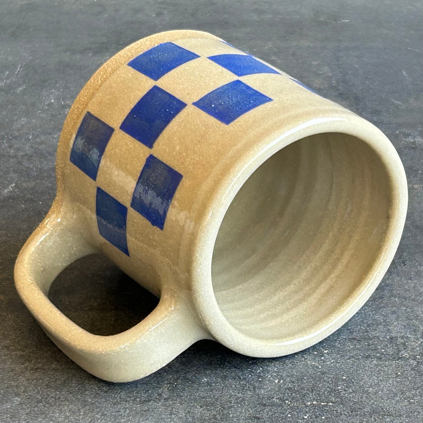 Checkerboard Mug - Sand / Blue