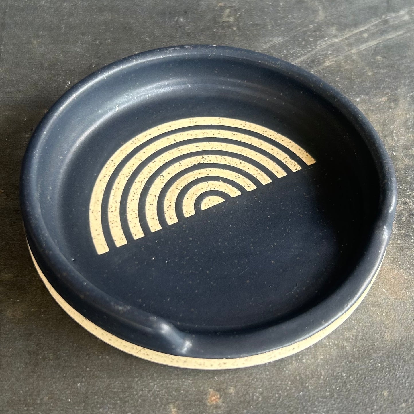 Half Circle Coaster - Black Matte / White Speckle