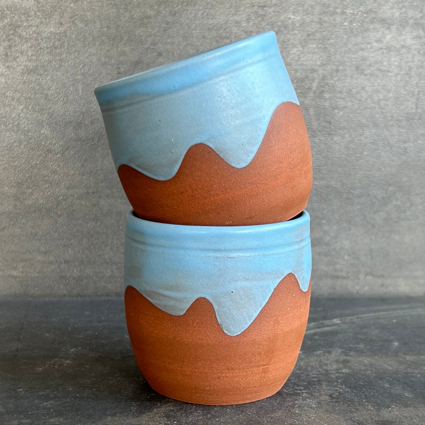 8oz Wave Cup - Light Blue Matte / Rust