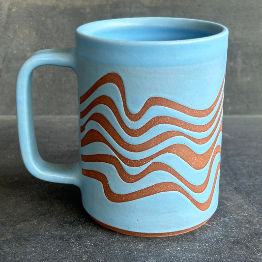 Wave Mug - Light Blue / Rust