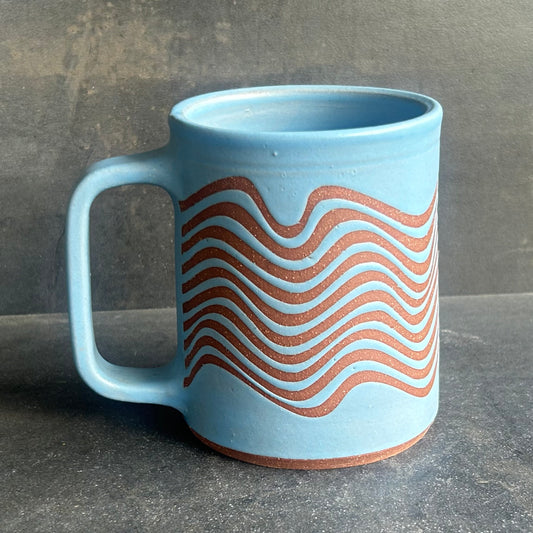 Wave Mug - Light Blue / Rust