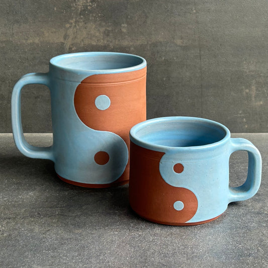 Mini Yin Yang Mug - Light Blue Matte / Rust (Copy)