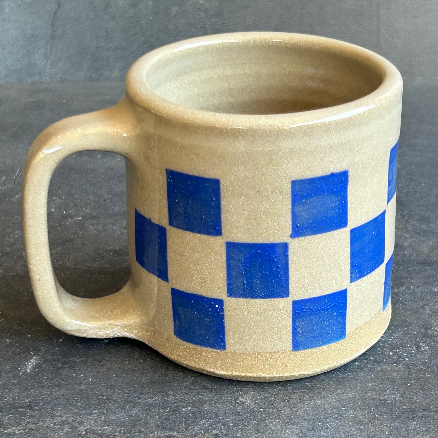 Checkerboard Mug - Sand / Blue