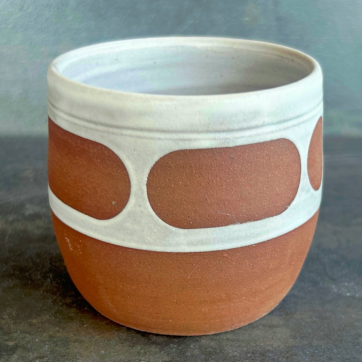 8oz Blob Cup - White Matte / Rust
