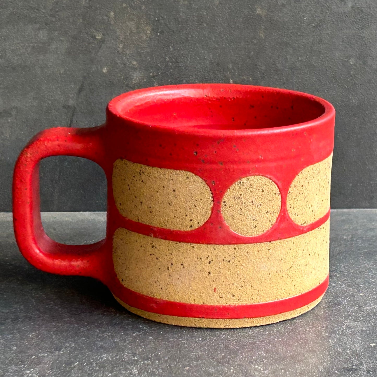 Mini Blob Mug -Red Matte / Speckled Buff