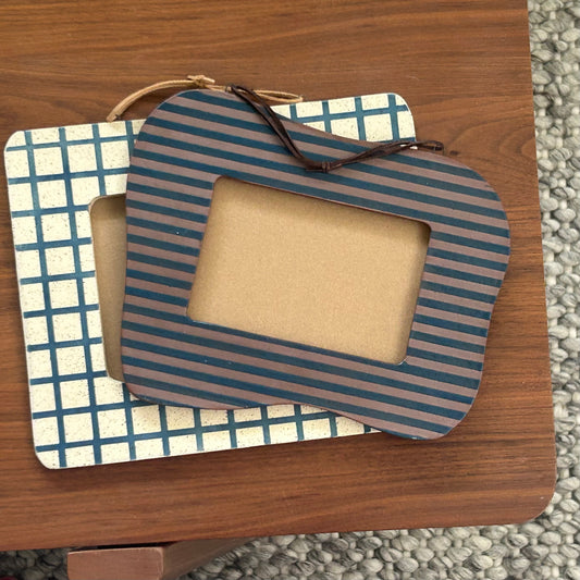 4x6 Stripe Frame - Navy / Rust
