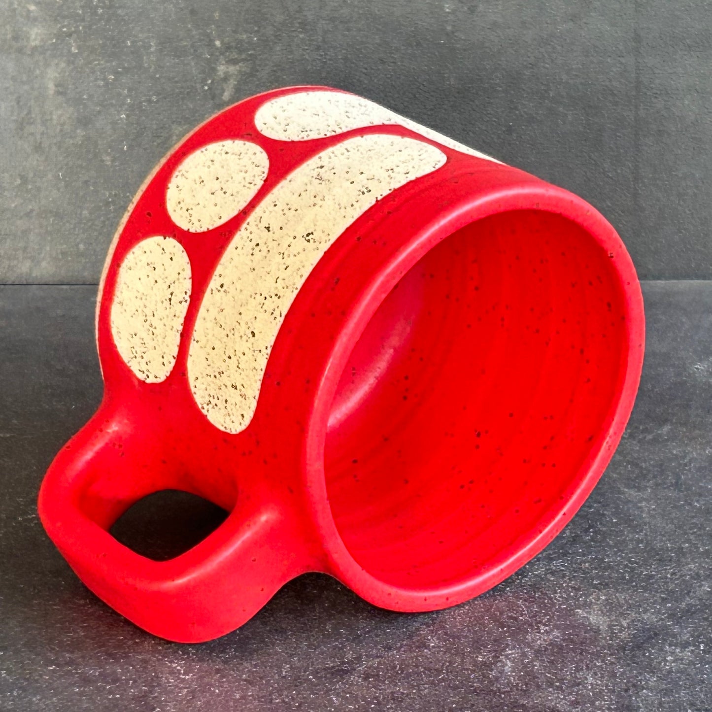 Mini Blob Mug -Red Matte / Speckled White