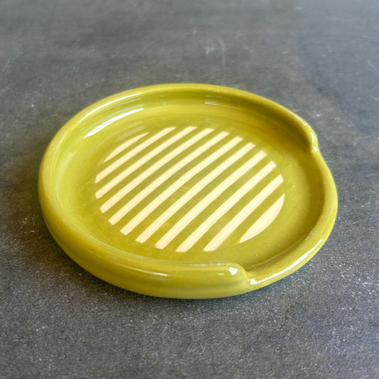 Stripe Spoon Rest - Avocado / White