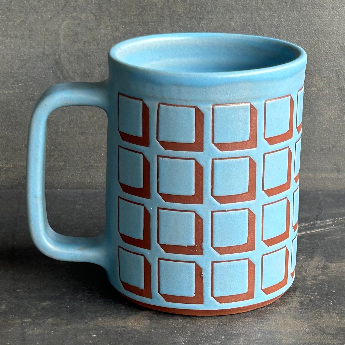 Cubes Mug -Light Blue Matte / Rust