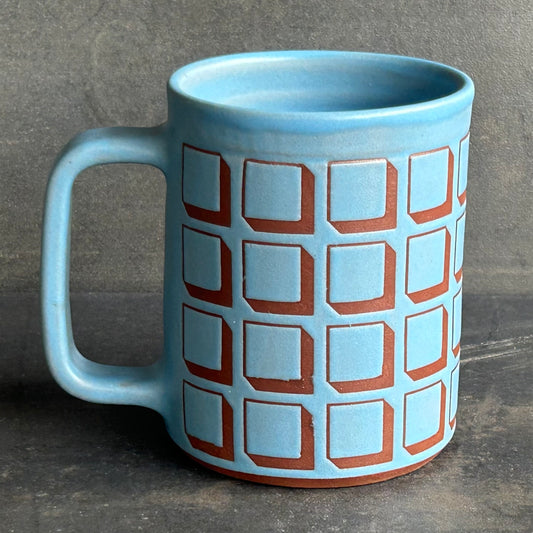 Cubes Mug -Light Blue Matte / Rust