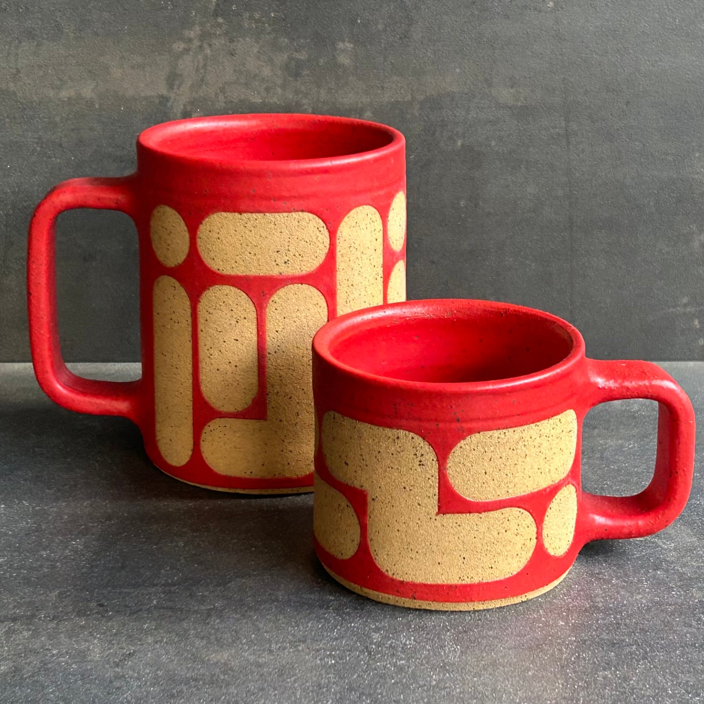 Mini Blob Mug -Red Matte / Speckled Buff