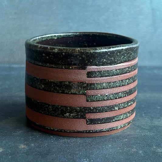 4oz. Stripe Cortada Cup -Temmoku