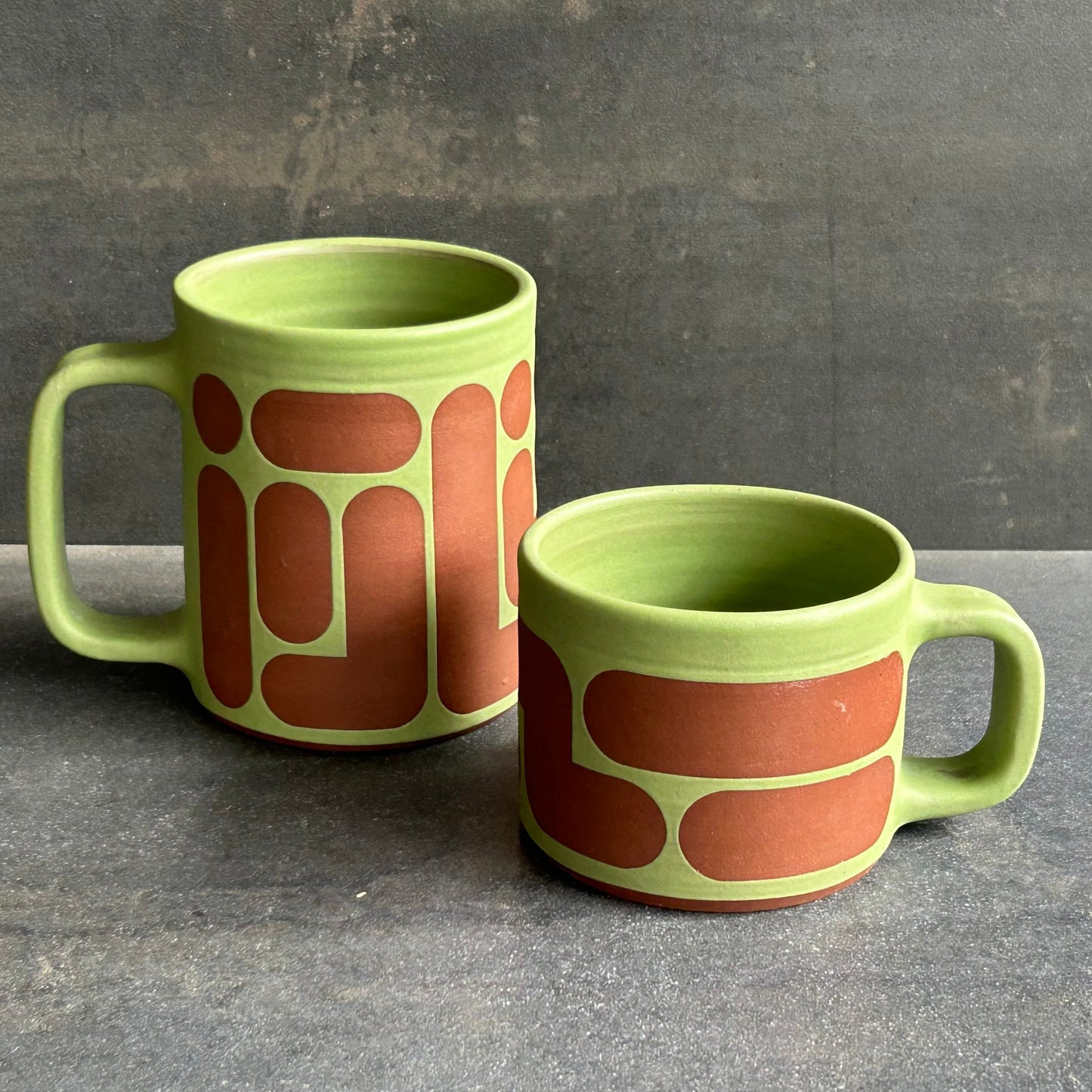 Mini Blob Mug - Green Matte / Rust
