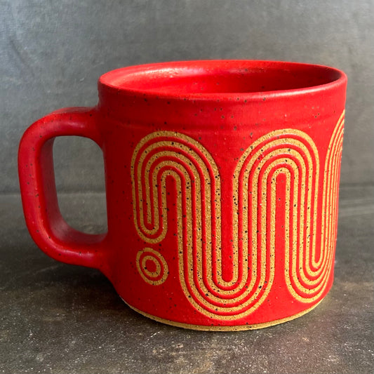 Mini Mug Big Wave - Red Matte / Speckled Buff