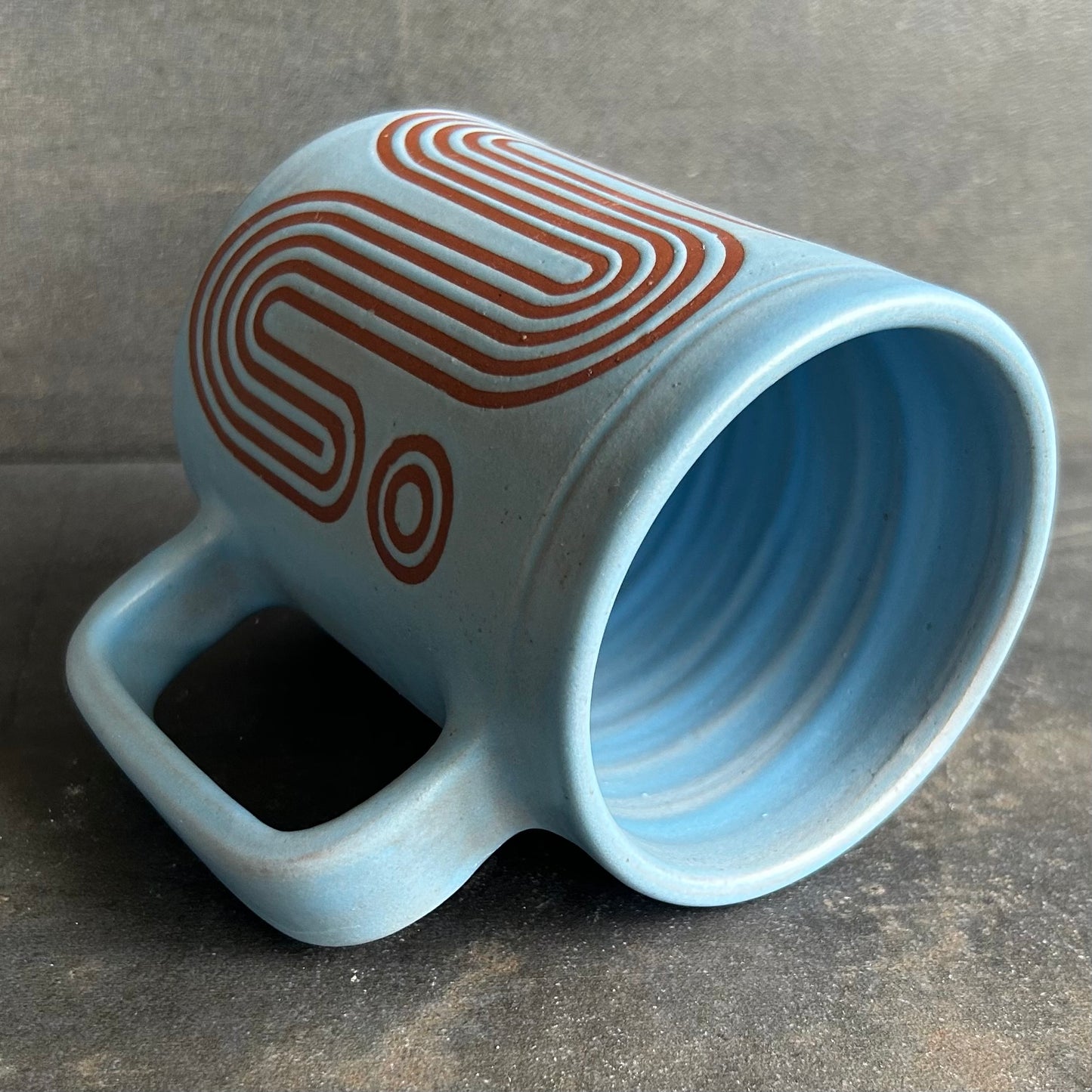 Big Wave Mug - Light Blue Matte / Rust (Copy)