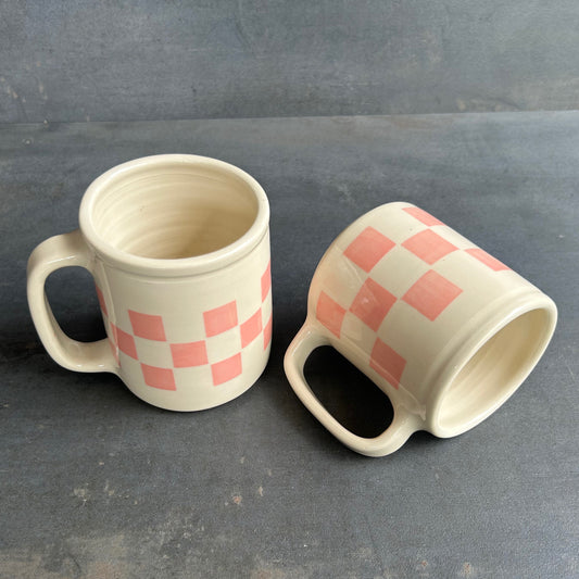 Checkerboard Mug - Pink / White