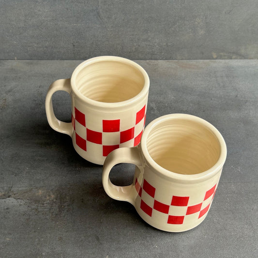 Checkerboard Mug - Red / White