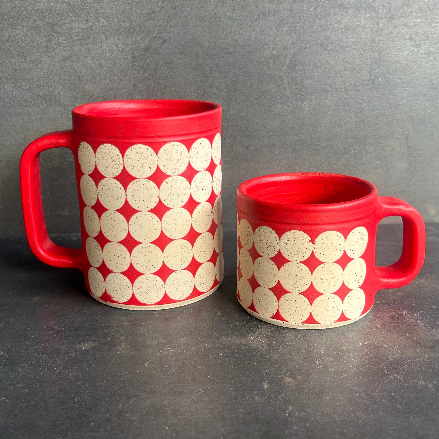 Mini Mug Dots - Red Matte / Speckled White
