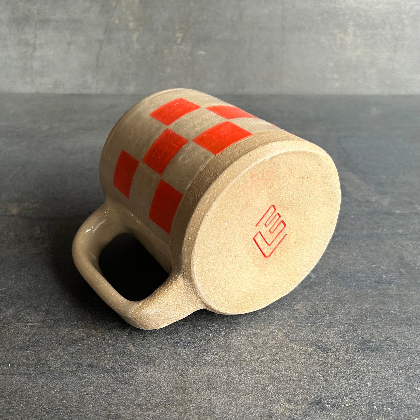 Checkerboard Mug - Sand / Red