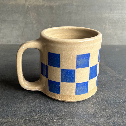 Checkerboard Mug - Sand / Blue