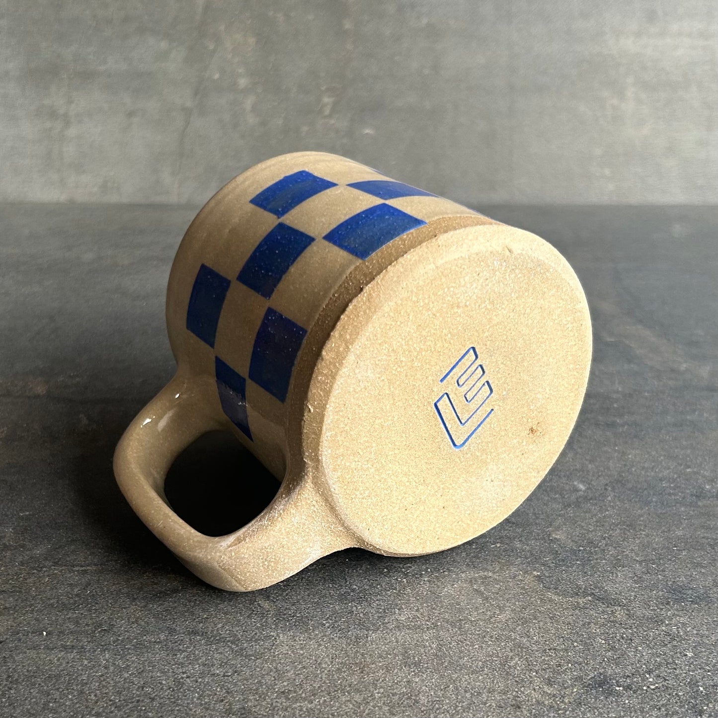Checkerboard Mug - Sand / Blue