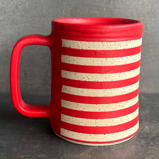 Stripes Mug - Red Matte / Speckled White