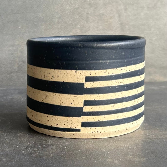 4oz. Stripe Cortada Cup - Matte Black / Speckled White