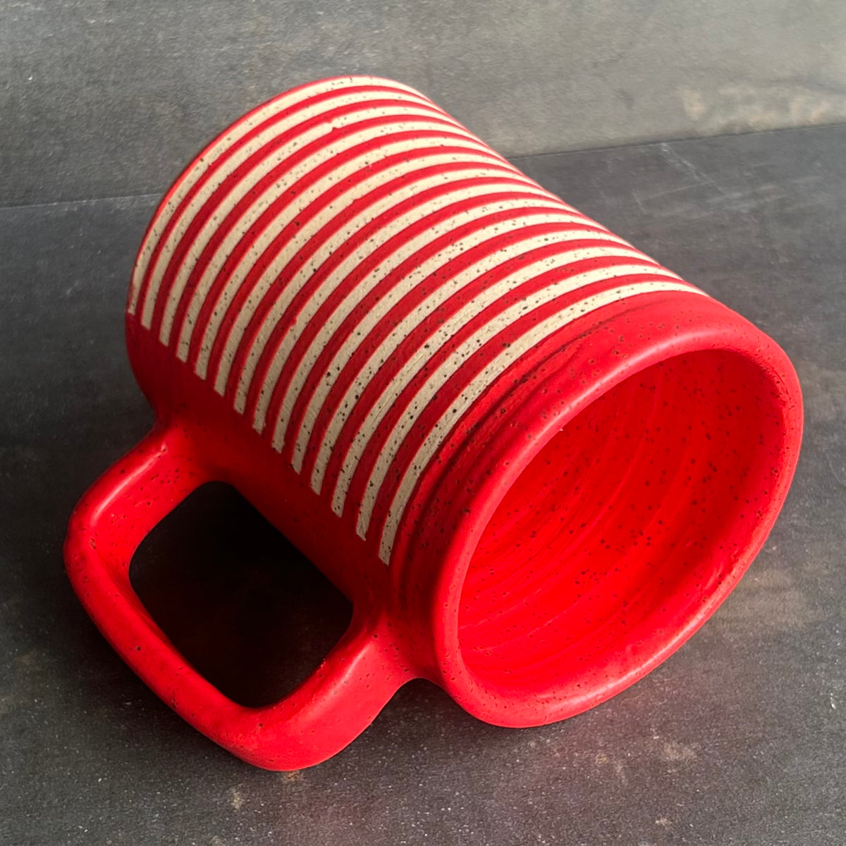 Stripes Mug - Red Matte / Speckled White
