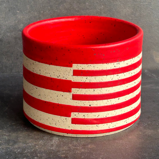 4oz. Stripe Cortada Cup - Red Matte / Speckled White