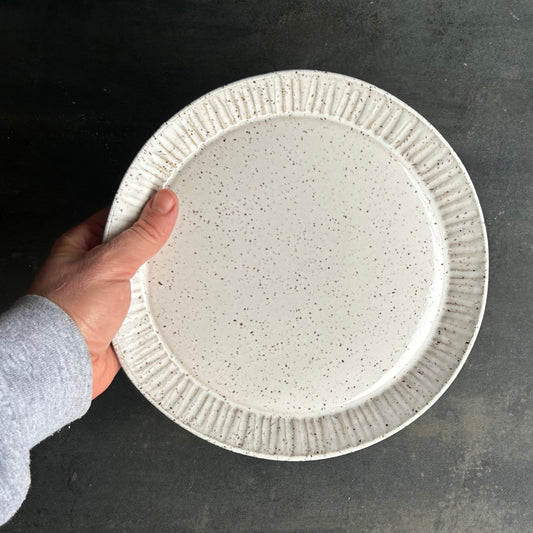 Plate - Carved / White Speckle