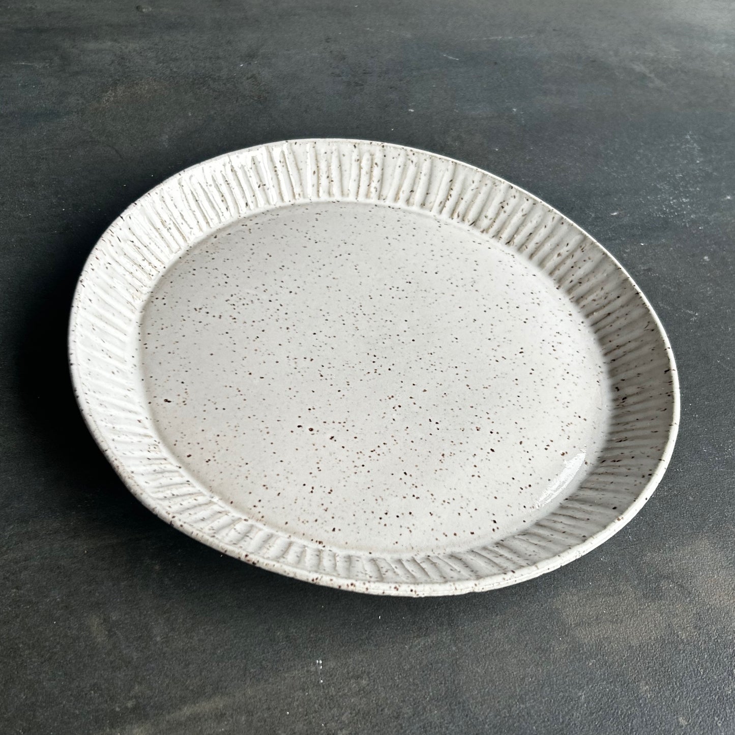 Plate - Carved / White Speckle