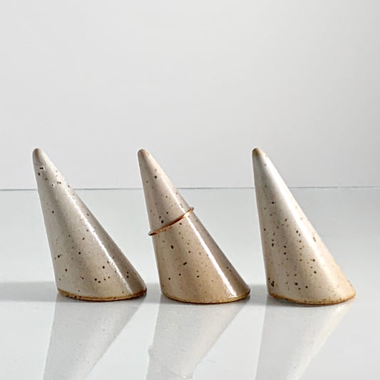 Tilted Ring Cone - Speckled Buff - White Satin