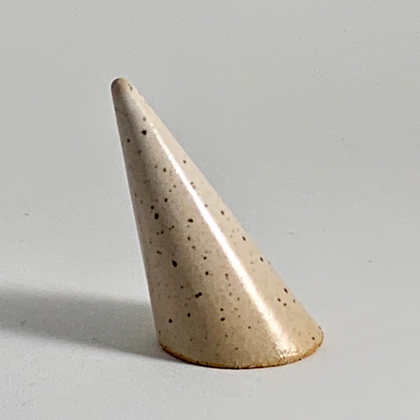 Tilted Ring Cone - Speckled Buff - White Satin